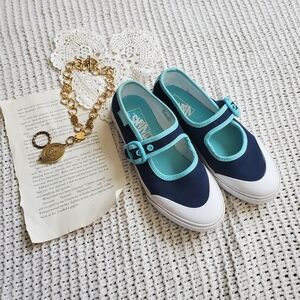 Kids Vans Navy And Blue Mary Janes GUC Size 13.5
